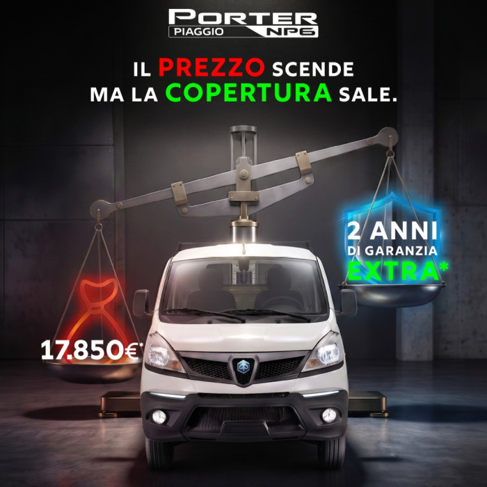 Il prezzo scende. La copertura sale. Piaggio Porter NP6 combo settembre